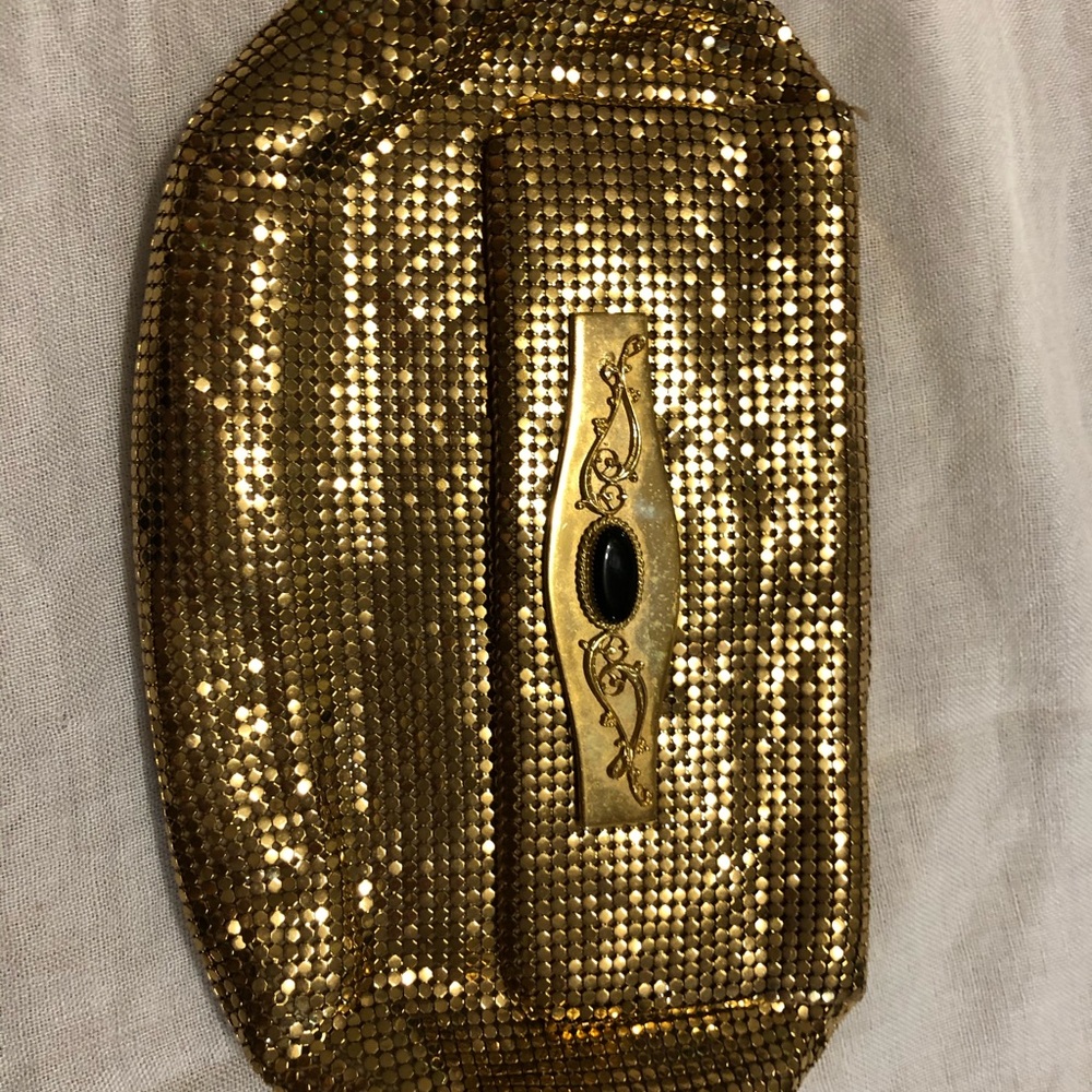 Whiting and Davis gold evening clutch